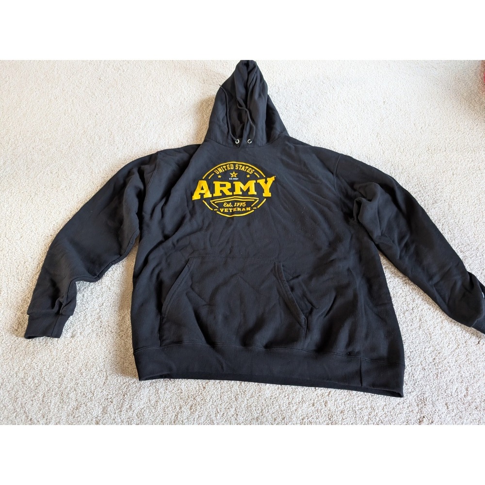 Champion US Army Veteran Official Black Hoodie Mens XL Pullover